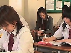 Asian school babe in ropes flashes twat upskirt in class